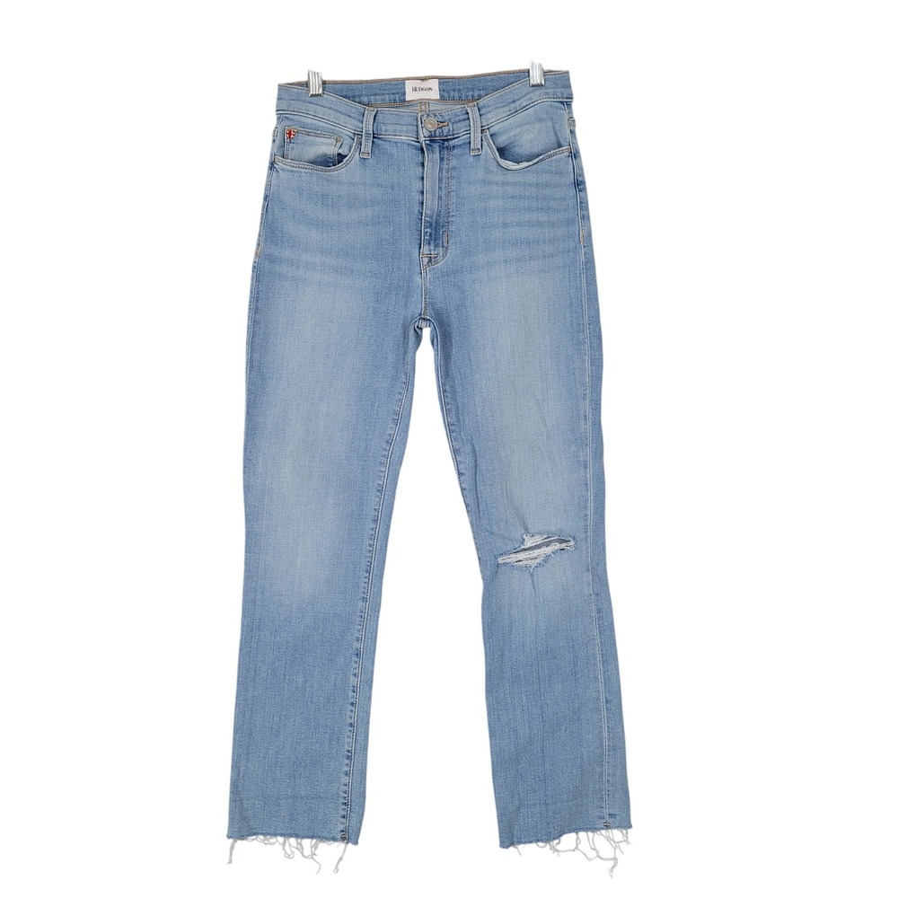 Hudson Blair Jeans Women 26 Light Wash Distressed Raw Hem Straight Leg